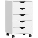 HOMCOM Mobile Vertical Filing Cabinet with 5 Drawers for Home Office, White