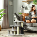 PawHut Cat Tree 2 In 1 Pet Stairs W/ Scratching Tickling Post, Light Grey/Cream White