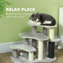 PawHut Cat Tree 2 In 1 Pet Stairs W/ Scratching Tickling Post, Light Grey/Cream White
