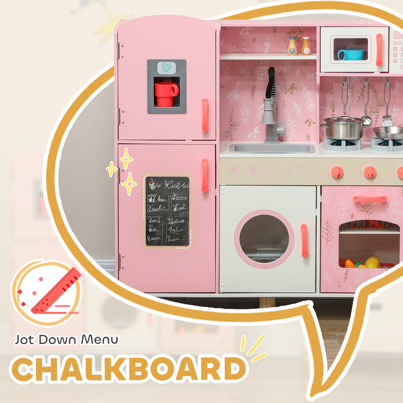AIYAPLAY Play Kitchen Kids Kitchen Set With Lights And Sounds - Pink