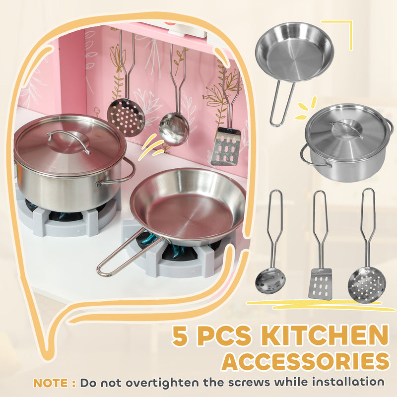 AIYAPLAY Play Kitchen Kids Kitchen Set With Lights And Sounds - Pink