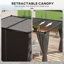 Outsunny 3 X 3(m) Pergola With Retractable Roof And Curtains