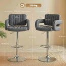 HOMCOM Bar Stools Adjustable Swivel With Armrest Set Of 2 Grey