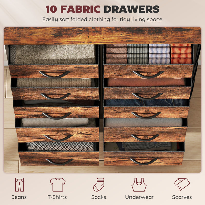 HOMCOM Fabric Chest of Drawers, 8 Drawer Dresser for Bedroom