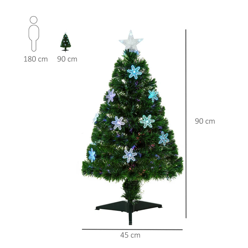 HOMCOM 3FT Green Fibre Optic Christmas Tree