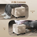 HOMCOM Small Ottoman with Side Pocket Living Room, Beige
