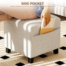 HOMCOM Small Ottoman with Side Pocket Living Room, Beige