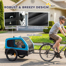 PawHut Dog Bike Trailer w/ Flip-Down Ramp Tailgate, Reflectors, Blue