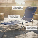 Outsunny Adjustable Sun Bed Garden Lounger Recliner Relaxing Camping Blue