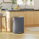 HOMCOM Pedal Bin With Soft-Close Lid, 50L Kitchen Bin With Carry Handle Grey