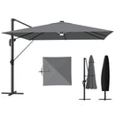 Outsunny 3 X 3 M Garden Cantilever Parasol W/ Light, Cover, Wind Protection