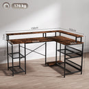 HOMCOM L Shaped Gaming Desk w/ LED Lights and Power Outlets for Small Space