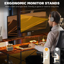 HOMCOM L Shaped Gaming Desk w/ LED Lights and Power Outlets for Small Space