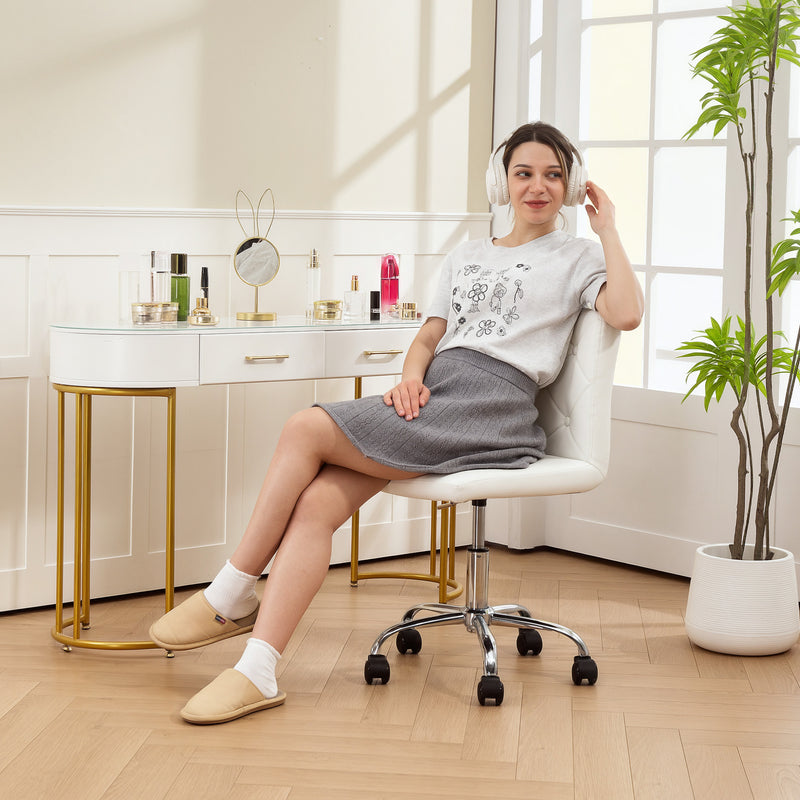 HOMCOM Modern Vanity Computer Desk Chair with Rolling Wheels