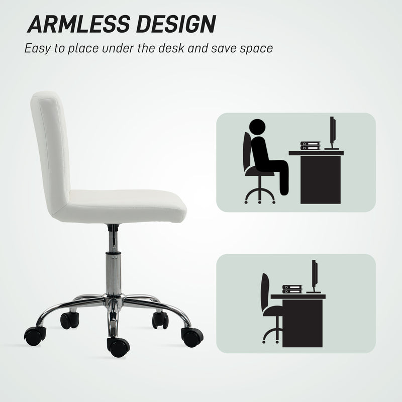 HOMCOM Modern Vanity Computer Desk Chair with Rolling Wheels