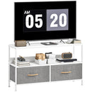 HOMCOM TV Cabinet, TV Console Unit With 2 Foldable Linen Drawers