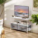HOMCOM TV Cabinet, TV Console Unit With 2 Foldable Linen Drawers
