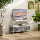 HOMCOM TV Cabinet, TV Console Unit With 2 Foldable Linen Drawers