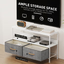 HOMCOM TV Cabinet, TV Console Unit With 2 Foldable Linen Drawers