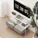 HOMCOM TV Cabinet, TV Console Unit With 2 Foldable Linen Drawers