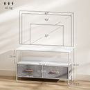 HOMCOM TV Cabinet, TV Console Unit With 2 Foldable Linen Drawers