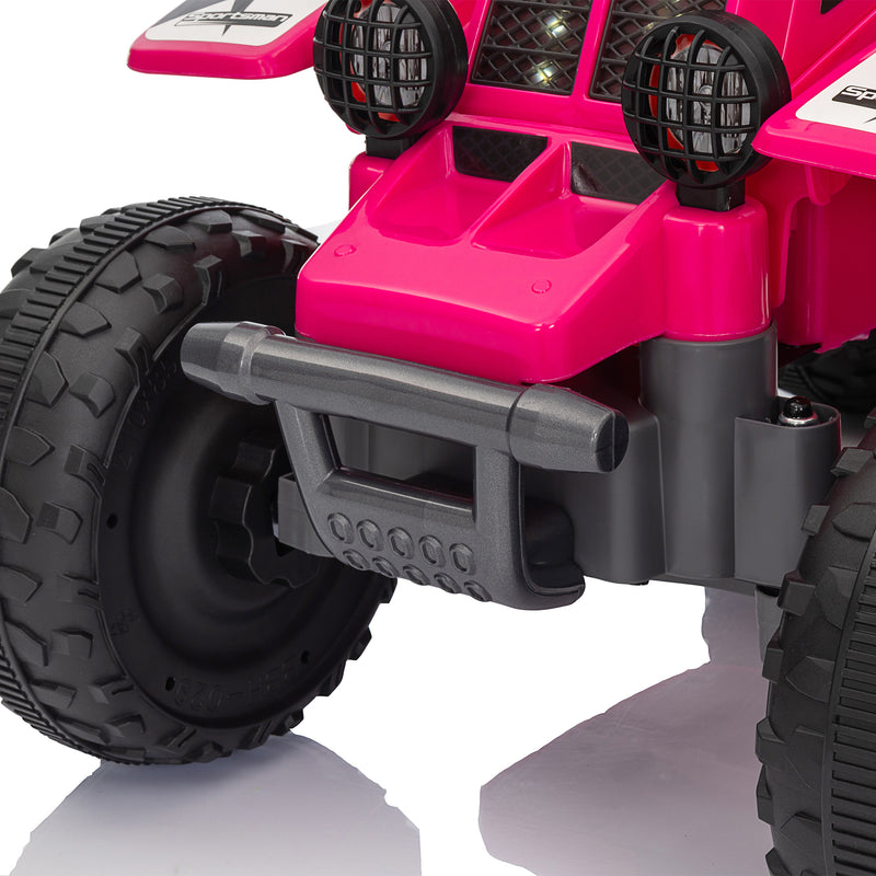 AIYAPLAY 6V Electric Quad Bike For Kids W/ Forward Backward - Yellow/Pink