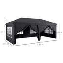 Outsunny 3 x 6m Pop Up Gazebo Height Adjustable Party Tent w/ Storage Bag Grey