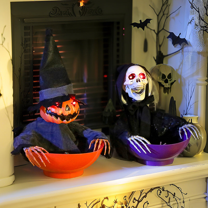 Outsunny Animated Halloween Skeleton Candy Dish for Party Decoration