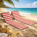 Outsunny Garden Beach Chair Mat, Sun Lounger Seats with Adjustable Back