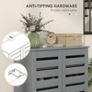 HOMCOM Shoe Storage Cabinet with Slatted Doors for 15 Pairs of Shoes Grey