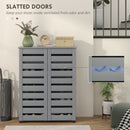 HOMCOM Shoe Storage Cabinet with Slatted Doors for 15 Pairs of Shoes Grey