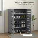 HOMCOM Shoe Storage Cabinet with Slatted Doors for 15 Pairs of Shoes Grey