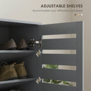 HOMCOM Shoe Storage Cabinet with Slatted Doors for 15 Pairs of Shoes Grey