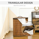 HOMCOM 55L Bamboo Corner Laundry Hamper Bamboo Laundry Basket Brown