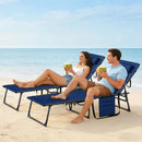 Outsunny Folding Sun Loungers With 5-Level Back, Cup Holder, Dark Blue