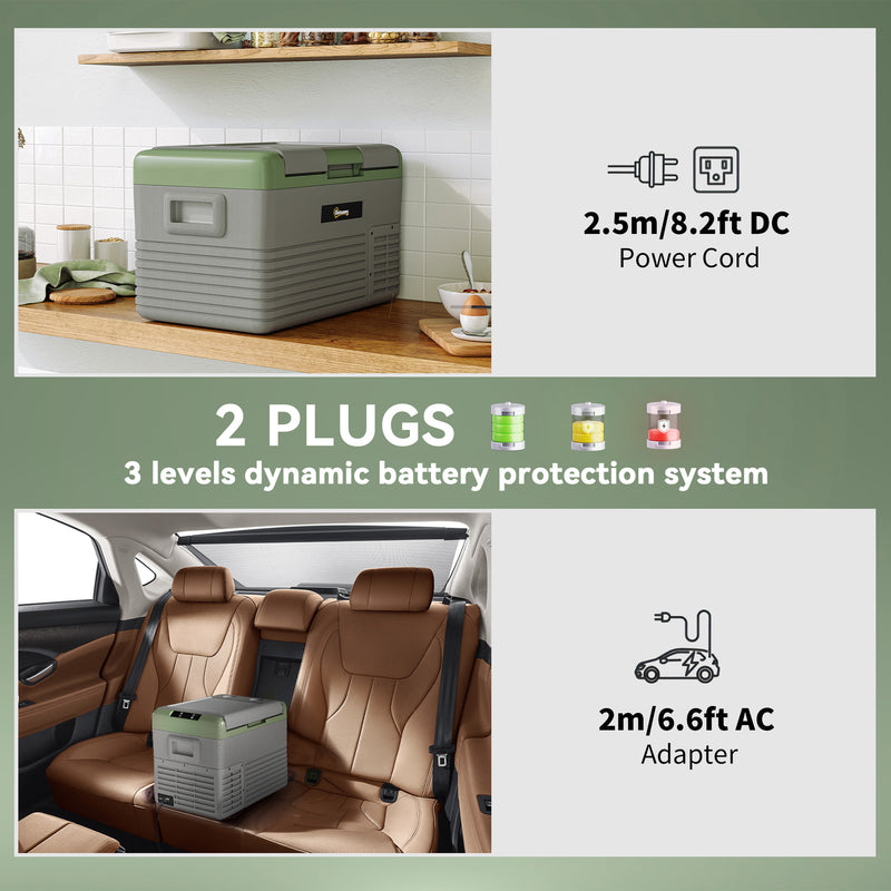 Outsunny Car Refrigerator 12V Portable Freezer For Camping, Light Green