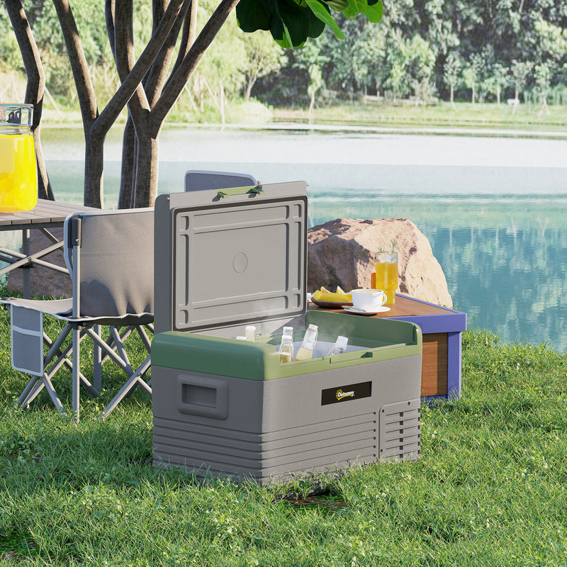 Outsunny Car Refrigerator 12V Portable Freezer For Camping, Light Green