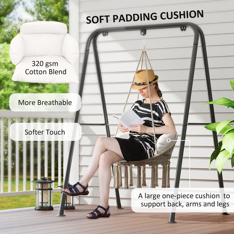 Outsunny Hammock Chair, Boho Hanging Swing Chair with Cushion