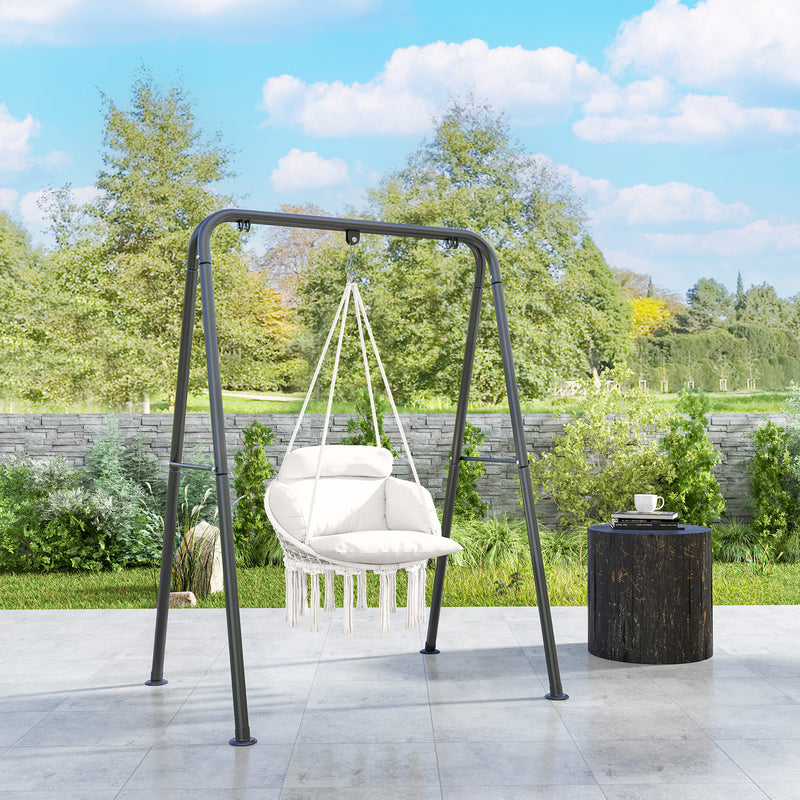 Outsunny Hammock Chair, Boho Hanging Swing Chair with Cushion