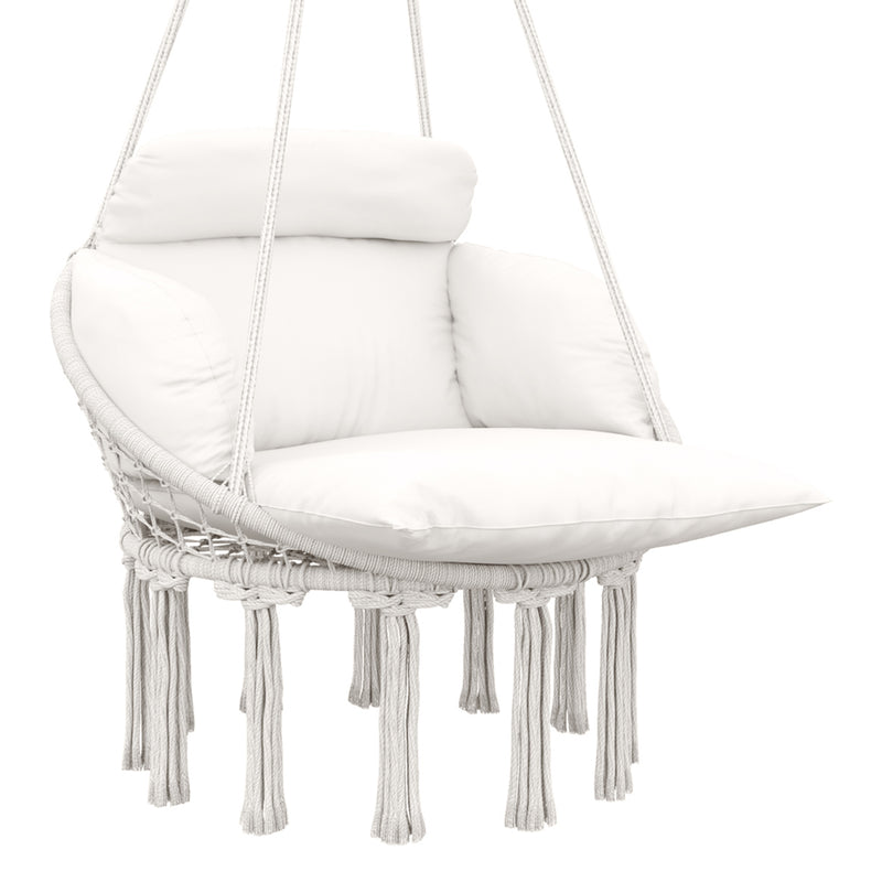 Outsunny Hammock Chair, Boho Hanging Swing Chair with Cushion