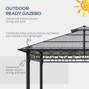 Outsunny Hard Top Gazebo  3m x 3m - Dark Grey & Khaki