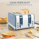 HOMCOM Kettle And Toaster Set With 3000W Rapid Boil, 4 Slice Toaster, Blue