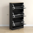 HOMCOM Narrow Shoe Cabinet with 3 Flip Drawers for 18 Pairs of Shoes Black