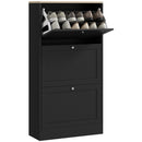 HOMCOM Narrow Shoe Cabinet with 3 Flip Drawers for 18 Pairs of Shoes Black