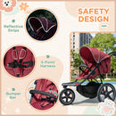 HOMCOM  Three-Wheeler Baby Stroller -  Red