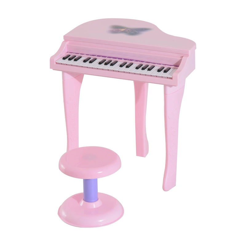 HOMCOM Mini Electronic Piano W/Stool-Pink