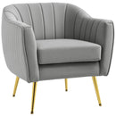 HOMCOM Velvet-Look Shell Shaped Chair With Thick Padded Seat, Grey