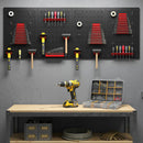 HOMCOM 38 Pcs Wall-Mounted Pegboard with Hooks and Storage Shelves