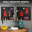 HOMCOM 38 Pcs Wall-Mounted Pegboard with Hooks and Storage Shelves
