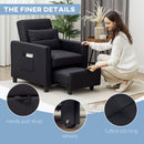 HOMCOM Folding Chair Bed, Sleeper Chair with Pillow, Side Pockets, Black